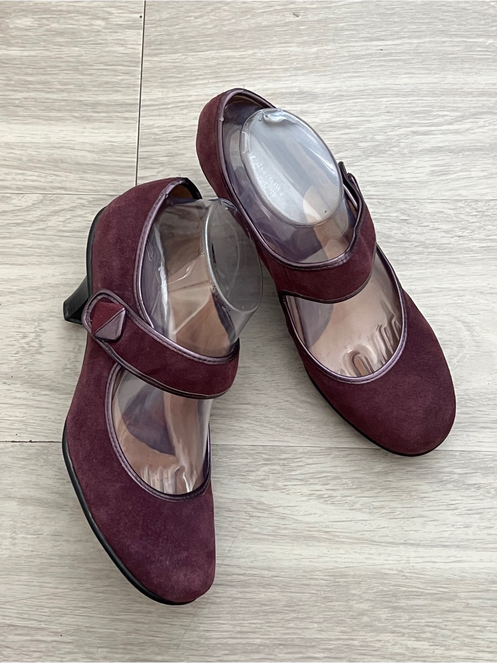 Croft & Barrow Josephine Burgundy Suede Leather Mary Jane Pumps 8M